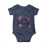AA Sober Symbol Serenity Recovery Baby Onesie Japanese Cherry Blossom Brushstroke Circle