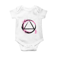 AA Sober Symbol Serenity Recovery Baby Onesie Japanese Cherry Blossom Brushstroke Circle