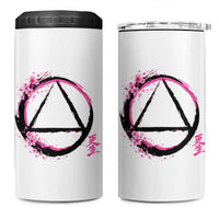 AA Sober Symbol Serenity Recovery 4 in 1 Can Cooler Tumbler Japanese Cherry Blossom Brushstroke Circle