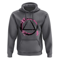 AA Sober Symbol Serenity Recovery Hoodie Japanese Cherry Blossom Brushstroke Circle