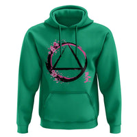 AA Sober Symbol Serenity Recovery Hoodie Japanese Cherry Blossom Brushstroke Circle