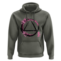 AA Sober Symbol Serenity Recovery Hoodie Japanese Cherry Blossom Brushstroke Circle