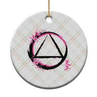 AA Sober Symbol Serenity Recovery Ceramic Ornament Japanese Cherry Blossom Brushstroke Circle