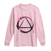 AA Sober Symbol Serenity Recovery Long Sleeve Shirt Japanese Cherry Blossom Brushstroke Circle