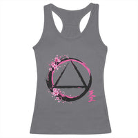 AA Sober Symbol Serenity Recovery Racerback Tank Top Japanese Cherry Blossom Brushstroke Circle