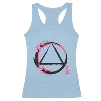 AA Sober Symbol Serenity Recovery Racerback Tank Top Japanese Cherry Blossom Brushstroke Circle