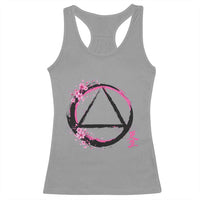 AA Sober Symbol Serenity Recovery Racerback Tank Top Japanese Cherry Blossom Brushstroke Circle