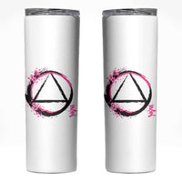 AA Sober Symbol Serenity Recovery Skinny Tumbler Japanese Cherry Blossom Brushstroke Circle