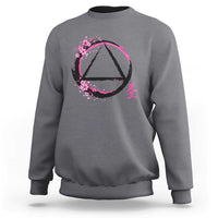 AA Sober Symbol Serenity Recovery Sweatshirt Japanese Cherry Blossom Brushstroke Circle