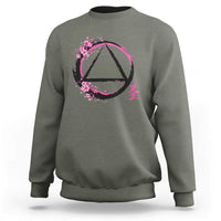 AA Sober Symbol Serenity Recovery Sweatshirt Japanese Cherry Blossom Brushstroke Circle