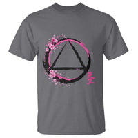 AA Sober Symbol Serenity Recovery T Shirt Japanese Cherry Blossom Brushstroke Circle
