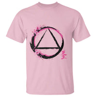 AA Sober Symbol Serenity Recovery T Shirt Japanese Cherry Blossom Brushstroke Circle