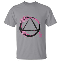 AA Sober Symbol Serenity Recovery T Shirt Japanese Cherry Blossom Brushstroke Circle