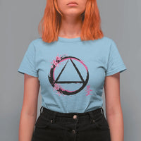 AA Sober Symbol Serenity Recovery T Shirt For Women Japanese Cherry Blossom Brushstroke Circle