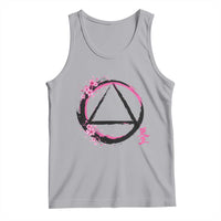 AA Sober Symbol Serenity Recovery Tank Top Japanese Cherry Blossom Brushstroke Circle