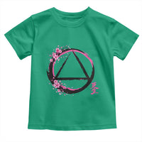AA Sober Symbol Serenity Recovery Toddler T Shirt Japanese Cherry Blossom Brushstroke Circle