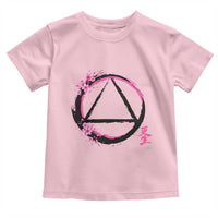 AA Sober Symbol Serenity Recovery Toddler T Shirt Japanese Cherry Blossom Brushstroke Circle