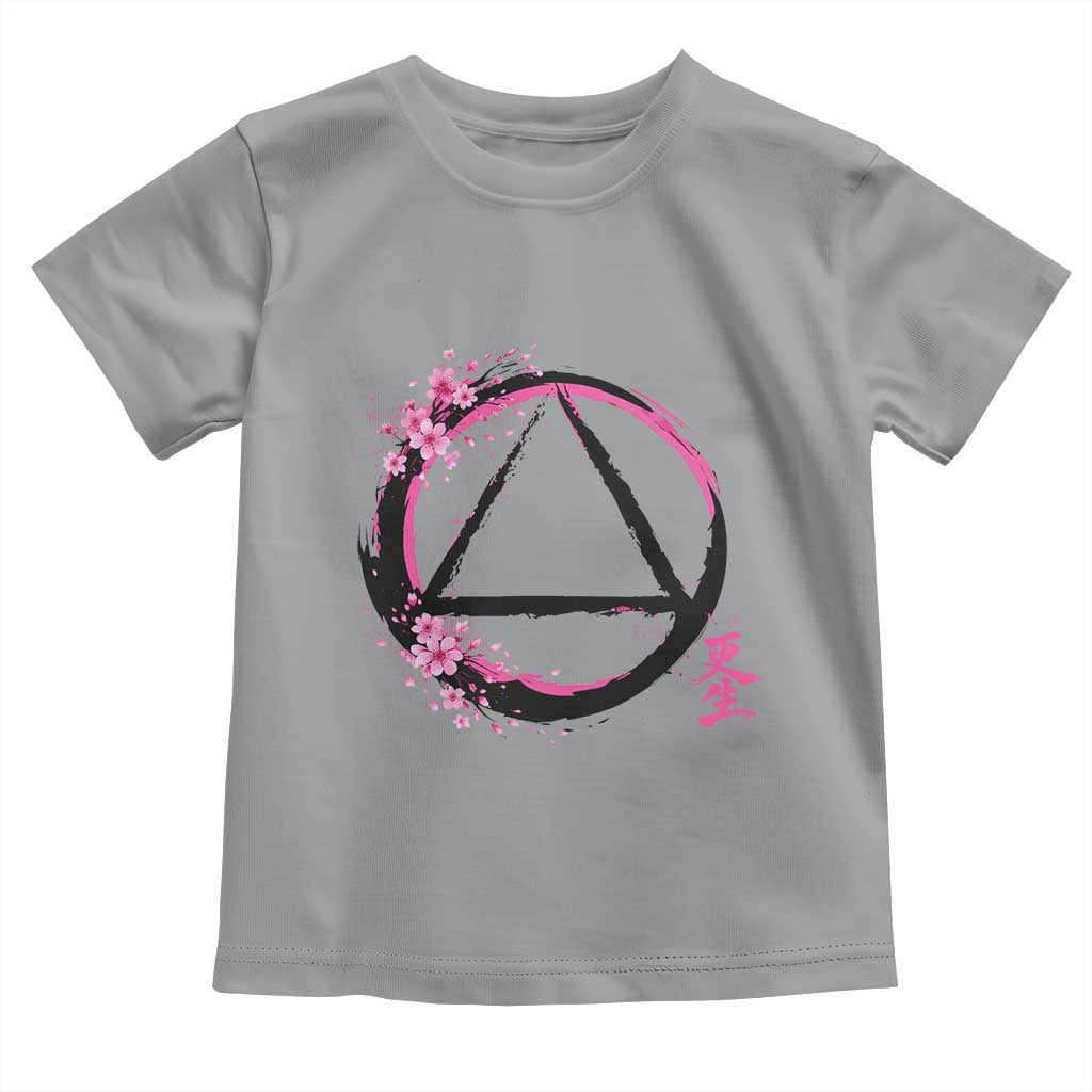AA Sober Symbol Serenity Recovery Toddler T Shirt Japanese Cherry Blossom Brushstroke Circle