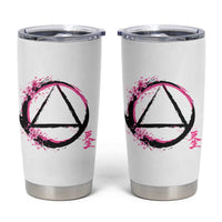 AA Sober Symbol Serenity Recovery Tumbler Cup Japanese Cherry Blossom Brushstroke Circle