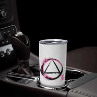 AA Sober Symbol Serenity Recovery Tumbler Cup Japanese Cherry Blossom Brushstroke Circle