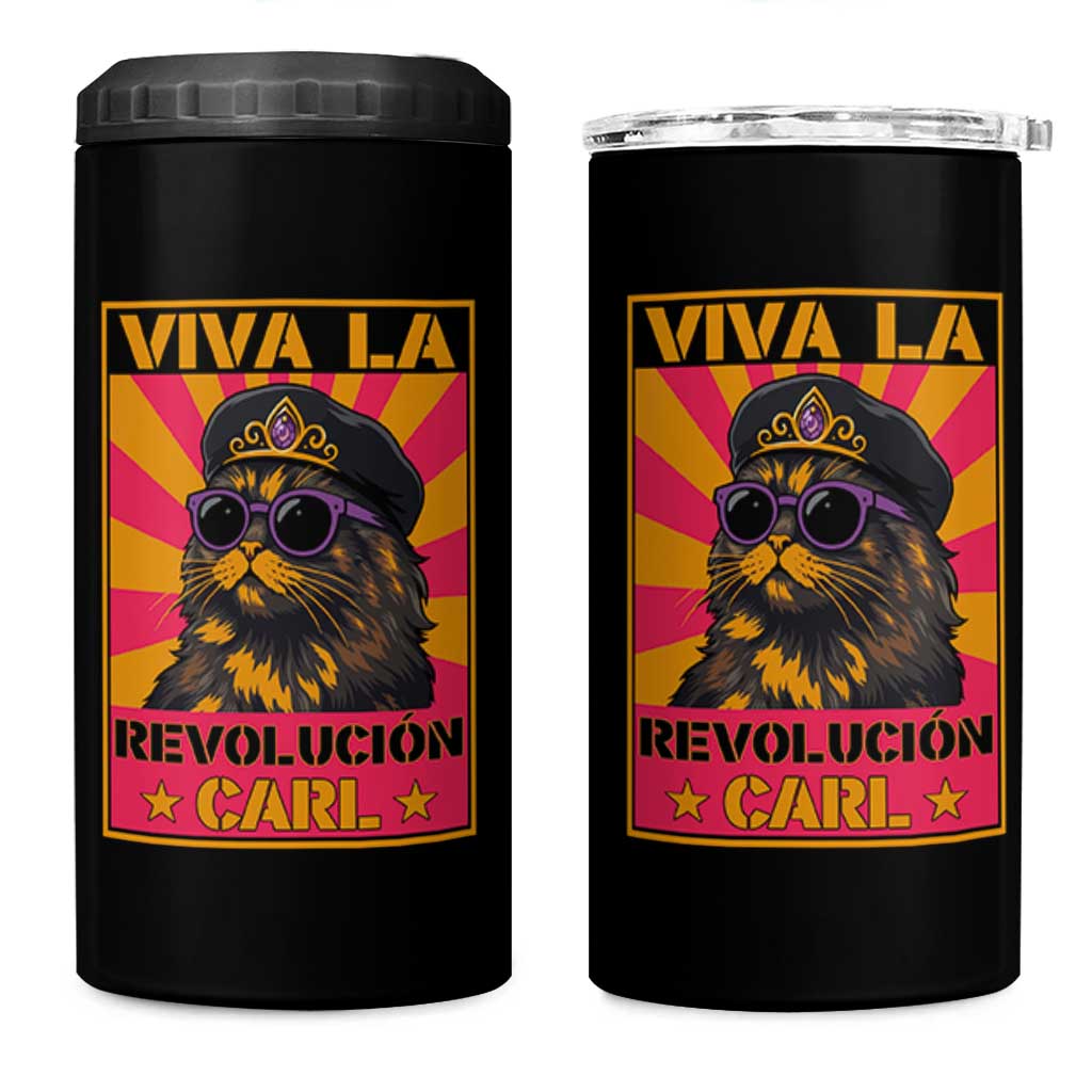 Viva La Revolucion Carl 4 in 1 Can Cooler Tumbler Funny Princess Cat Donut Meme