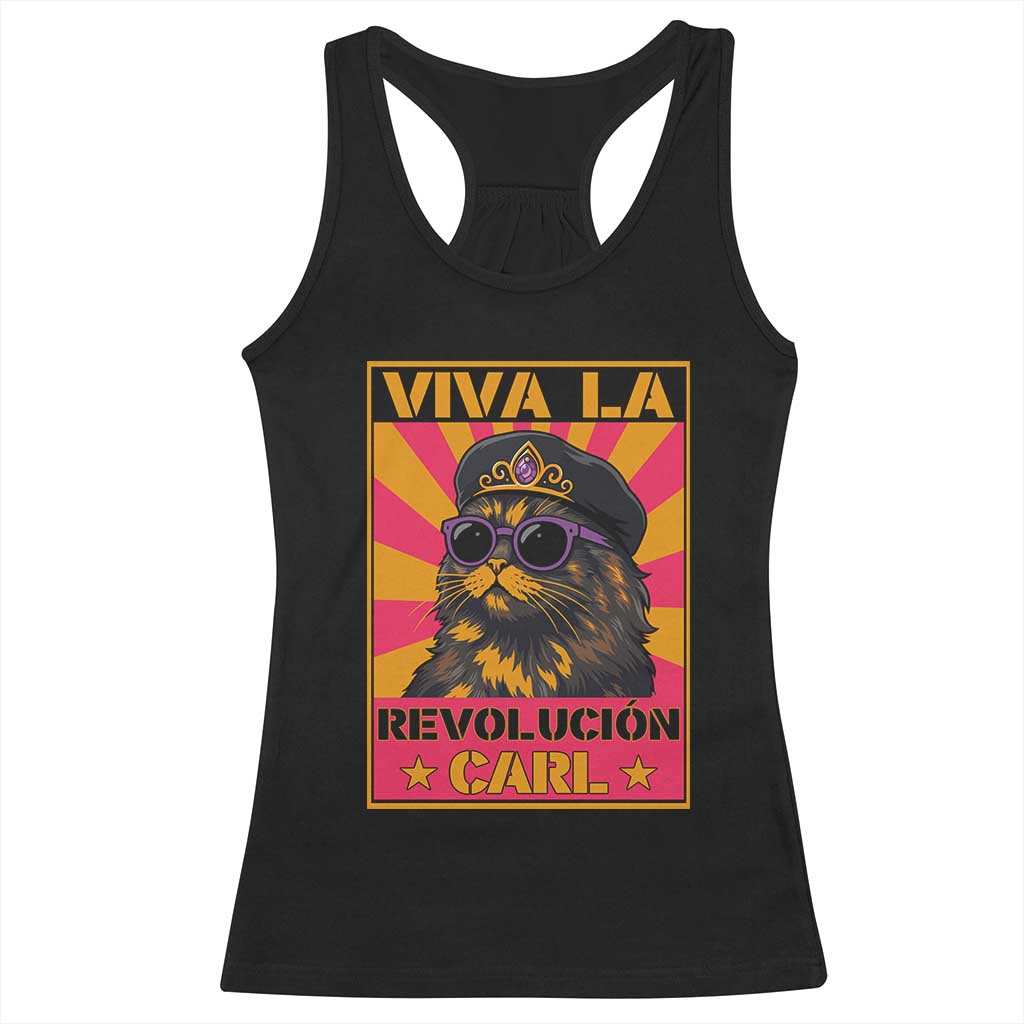 Viva La Revolucion Carl Racerback Tank Top Funny Princess Cat Donut Meme