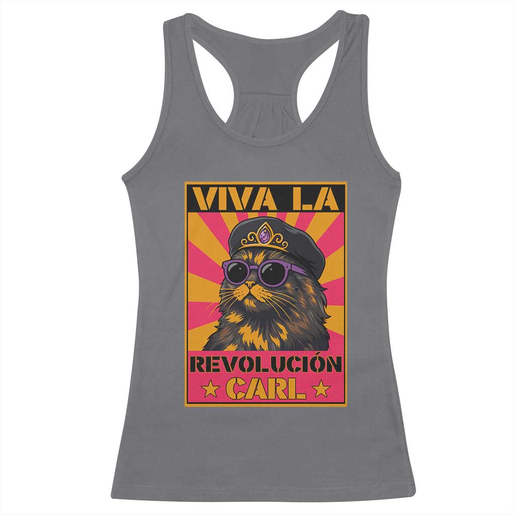Viva La Revolucion Carl Racerback Tank Top Funny Princess Cat Donut Meme