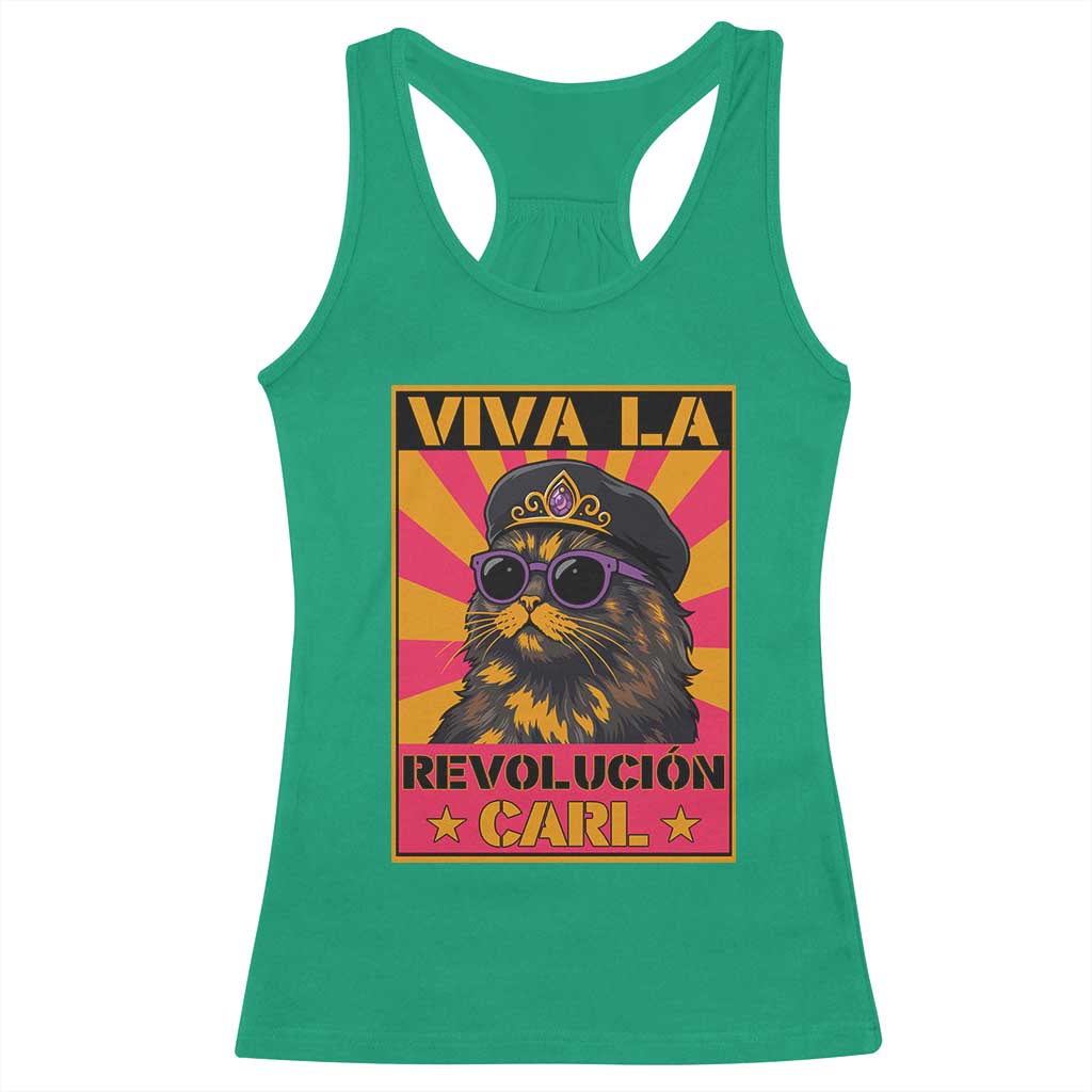 Viva La Revolucion Carl Racerback Tank Top Funny Princess Cat Donut Meme