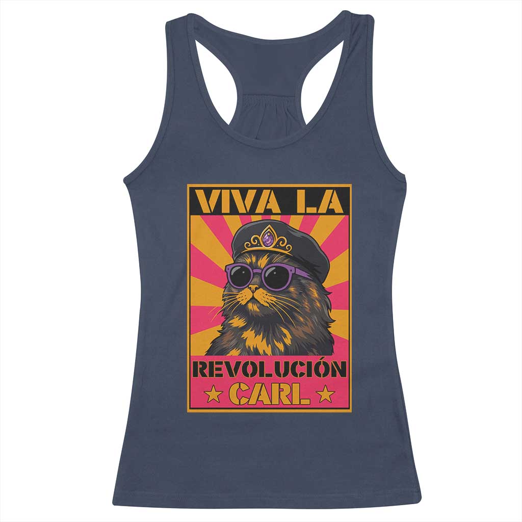 Viva La Revolucion Carl Racerback Tank Top Funny Princess Cat Donut Meme