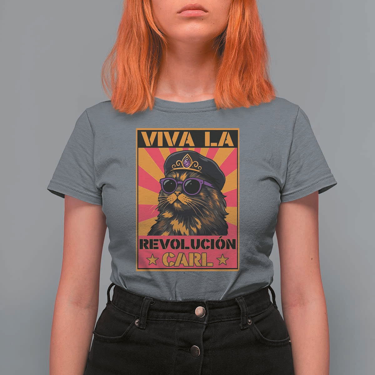 Viva La Revolucion Carl T Shirt For Women Funny Princess Cat Donut Meme