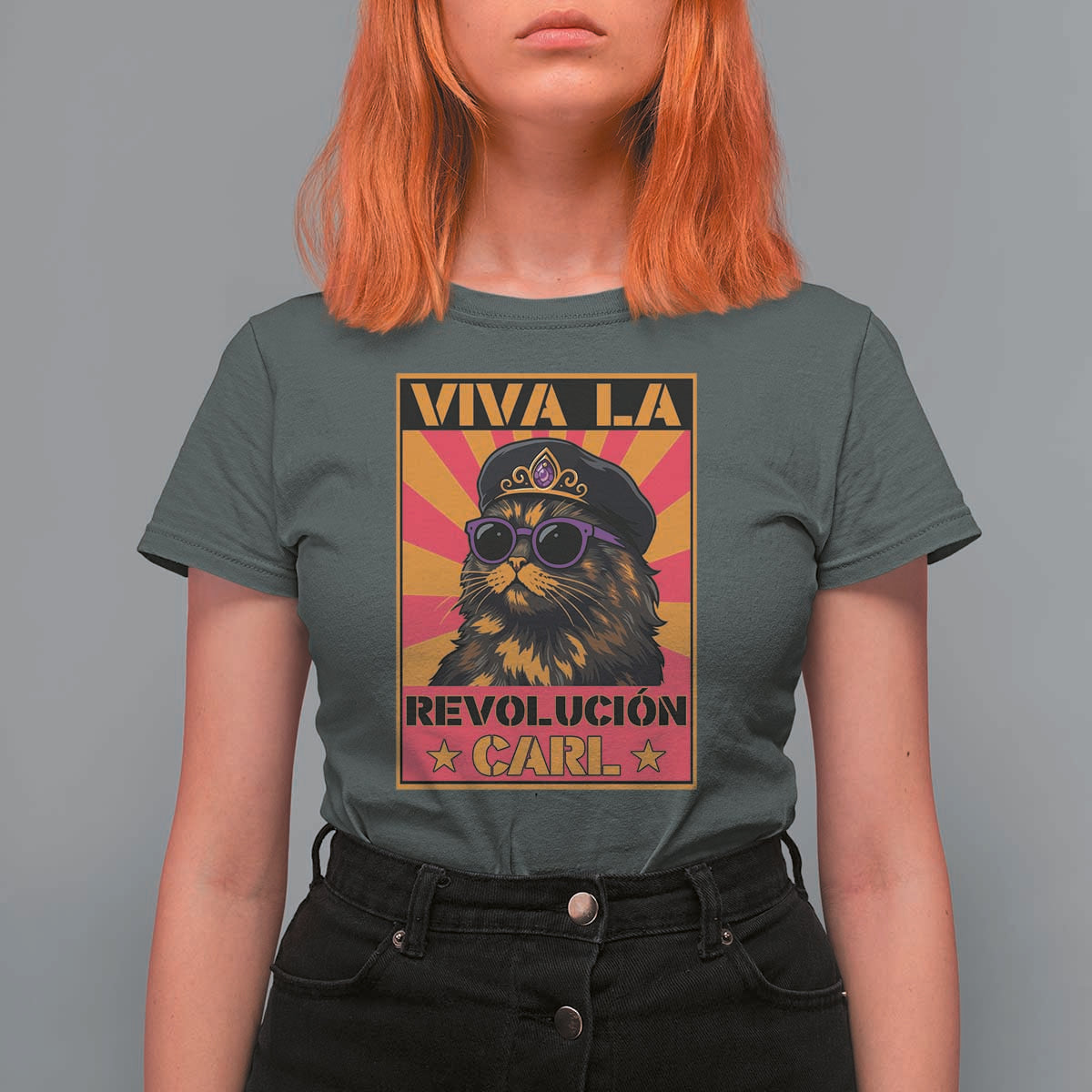 Viva La Revolucion Carl T Shirt For Women Funny Princess Cat Donut Meme