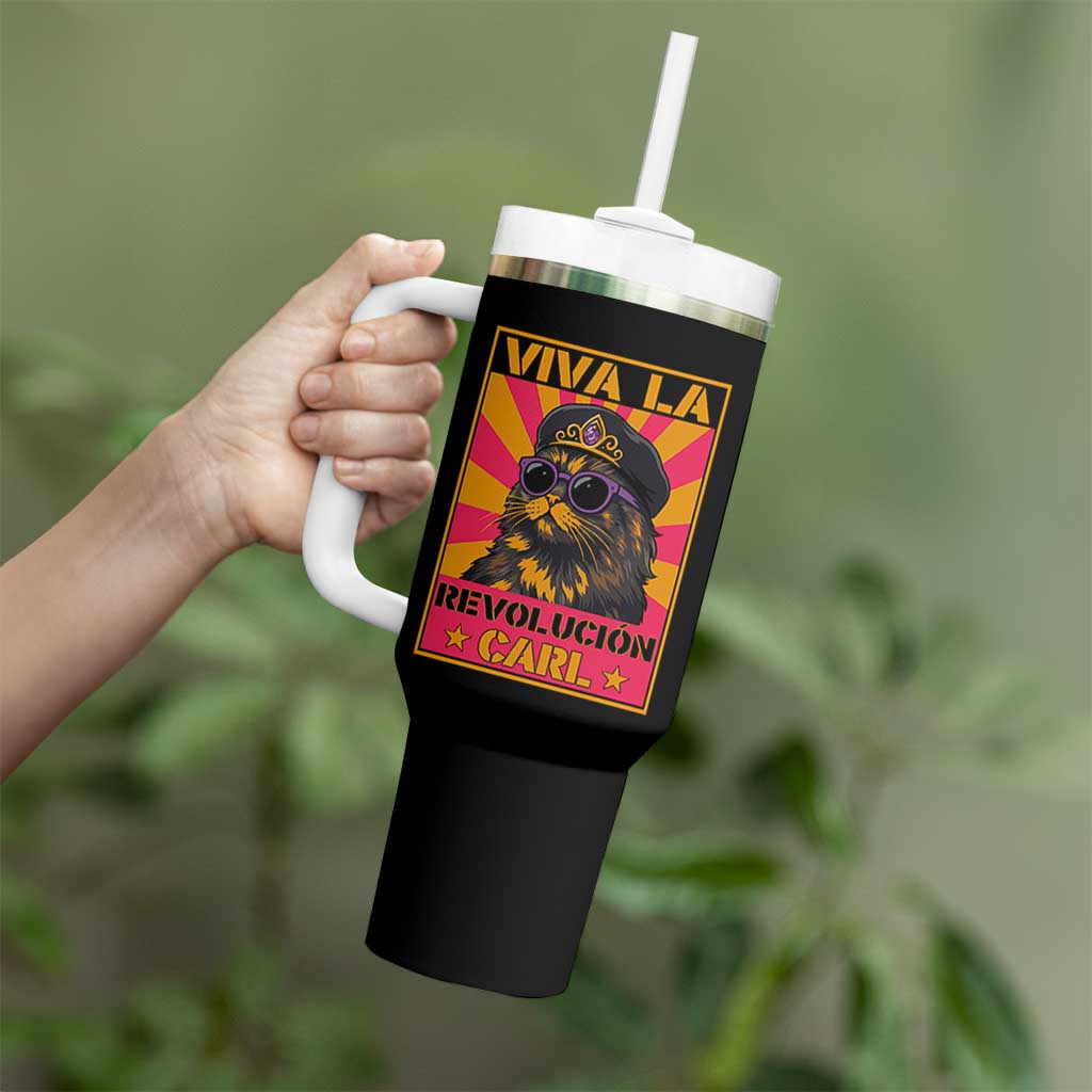 Viva La Revolucion Carl Tumbler With Handle Funny Princess Cat Donut Meme