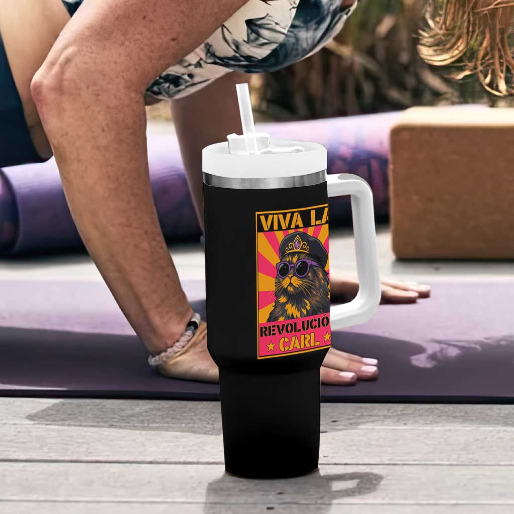 Viva La Revolucion Carl Tumbler With Handle Funny Princess Cat Donut Meme