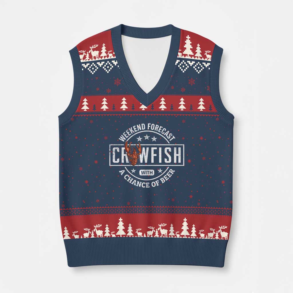 Weekend Forecast Crawfish With A Chance Of Beer V-Neck Knit Sweater Vest