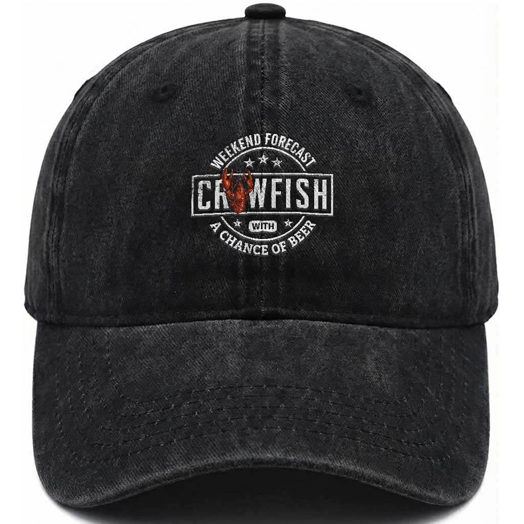 Weekend Forecast Crawfish With A Chance Of Beer Washed Cotton Baseball Cap