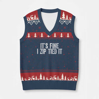 Mechanics Car Guy V-Neck Knit Sweater Vest Funny It Is Fine I Zip Tied It