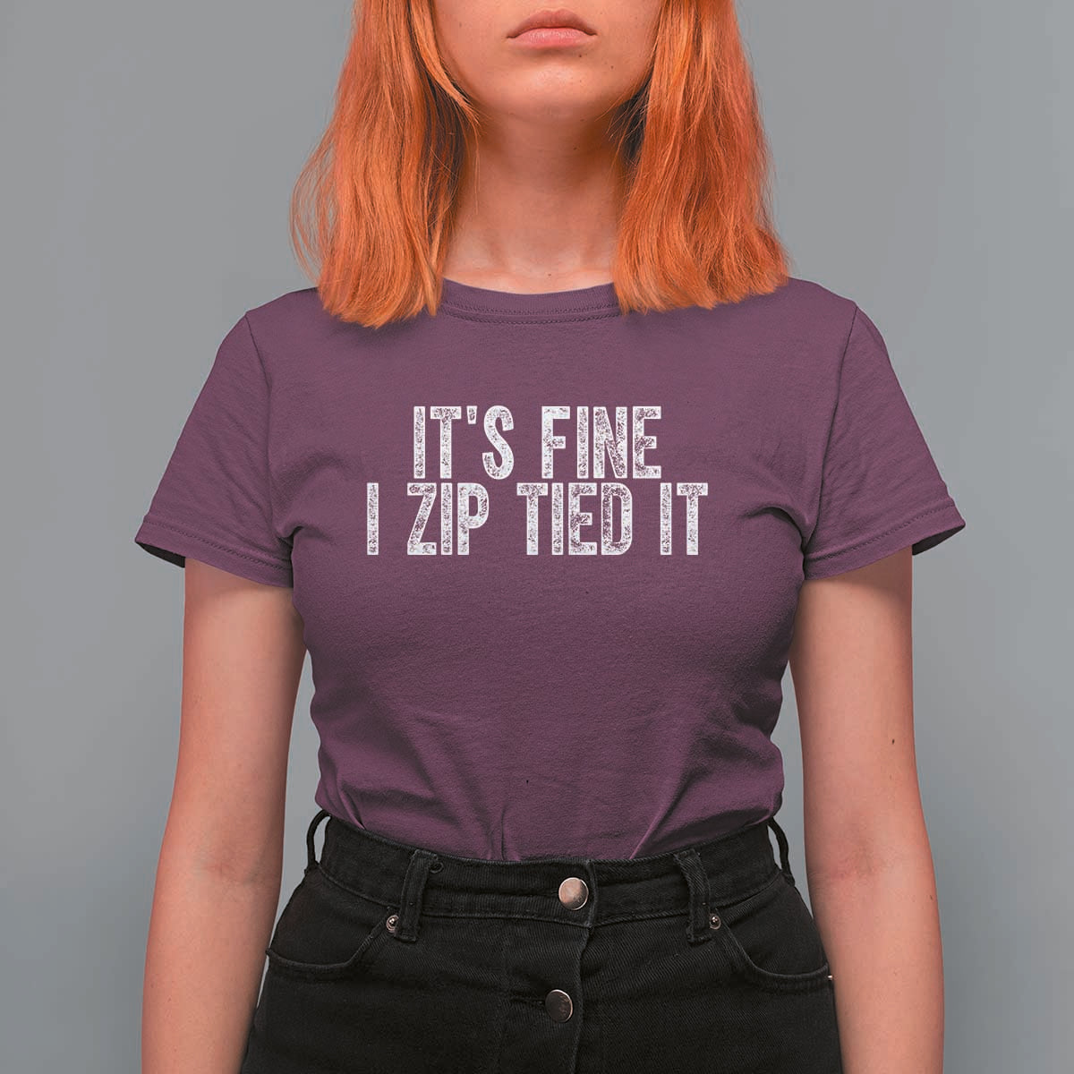 Mechanics Car Guy T Shirt For Women Funny It Is Fine I Zip Tied It