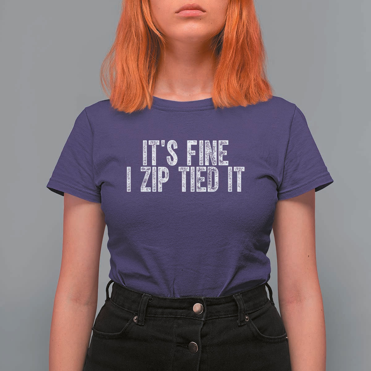 Mechanics Car Guy T Shirt For Women Funny It Is Fine I Zip Tied It