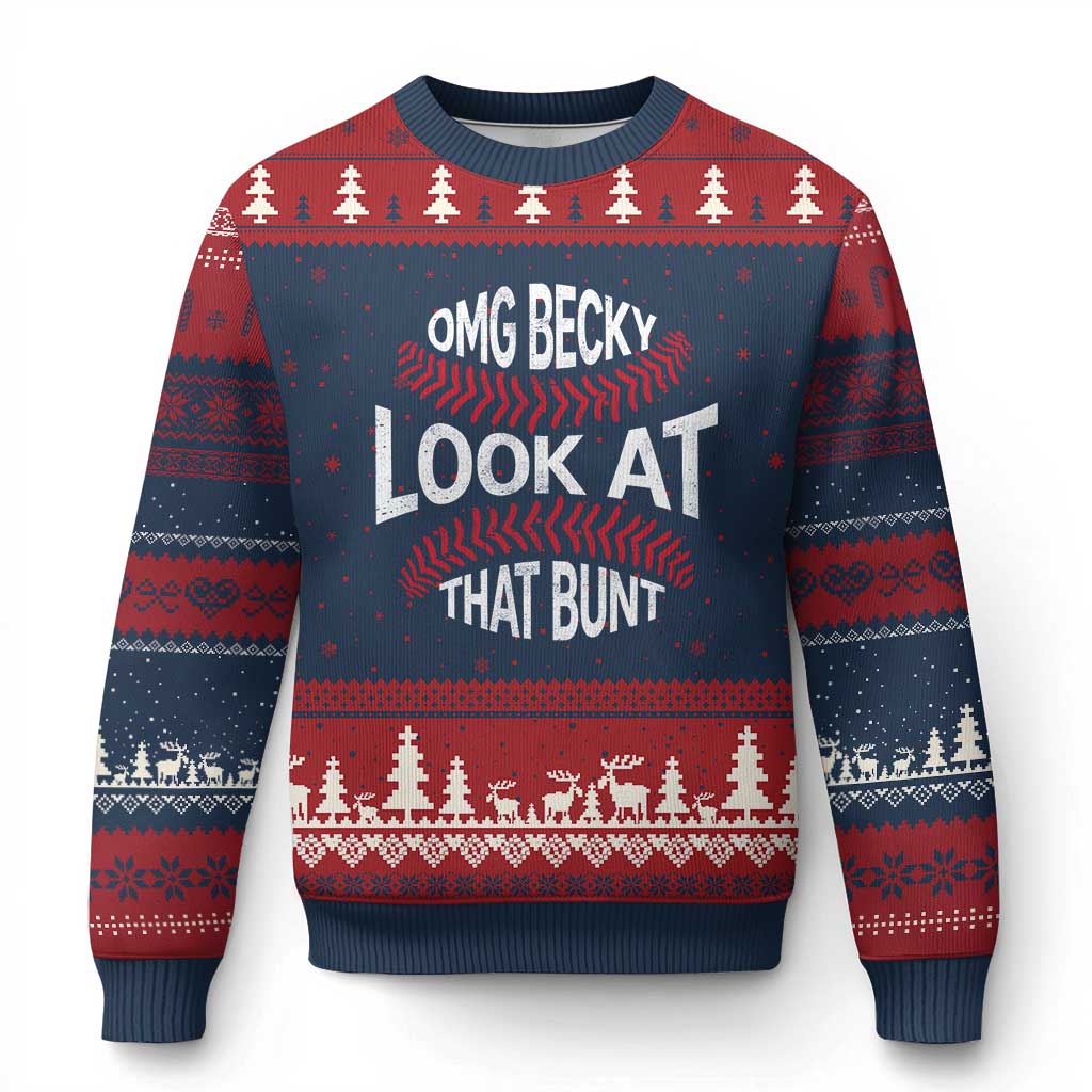 OMG Becky Look At That Bunt Funny Baseball Ugly Christmas Sweater