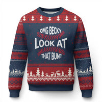OMG Becky Look At That Bunt Funny Baseball Ugly Christmas Sweater
