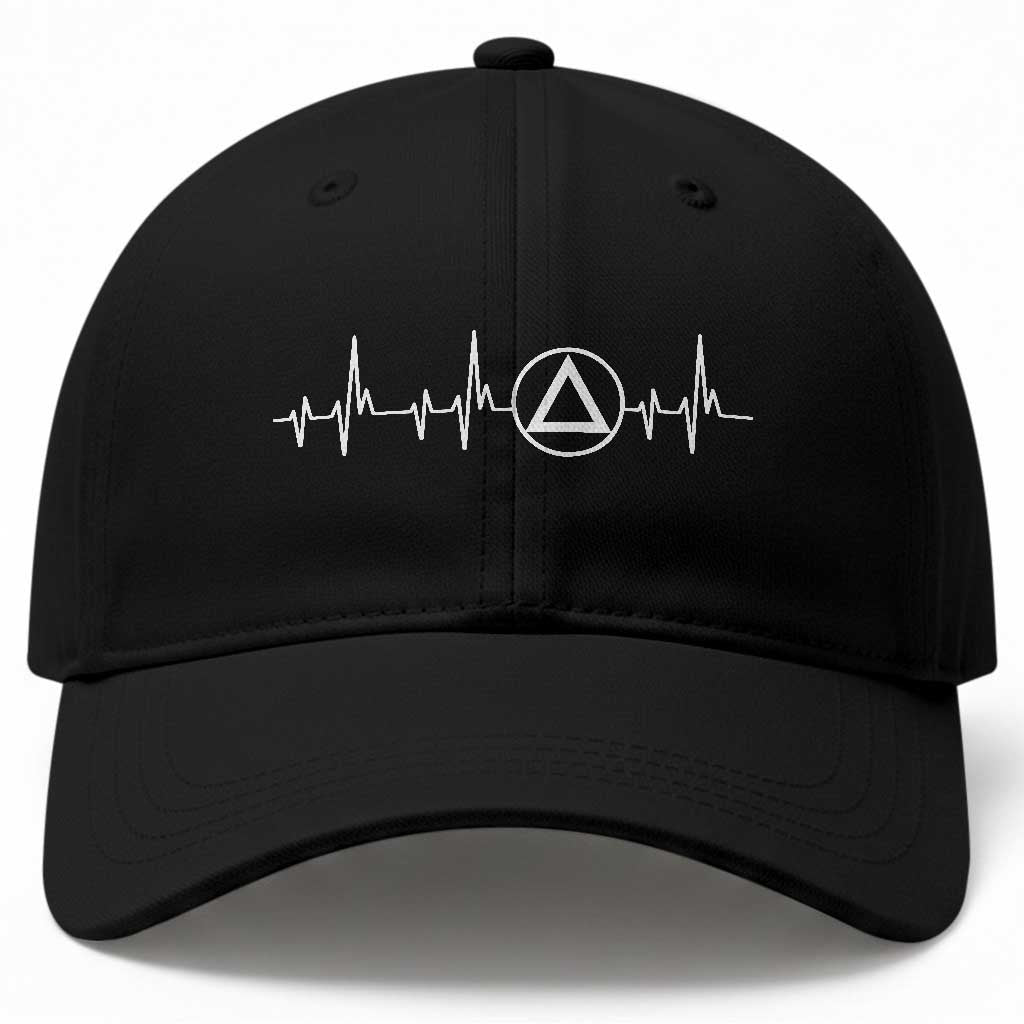 Sober Recover Sobriety Heartbeat EKG Pulse Recovery Baseball Cap