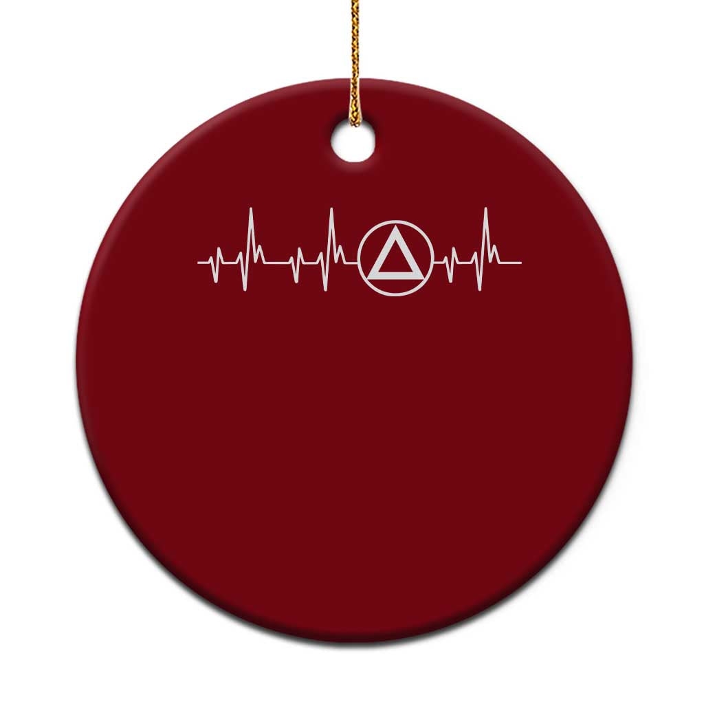Sober Recover Sobriety Heartbeat EKG Pulse Recovery Ceramic Ornament