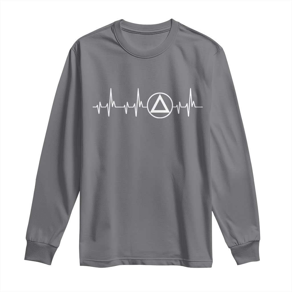 Sober Recover Sobriety Heartbeat EKG Pulse Recovery Long Sleeve Shirt