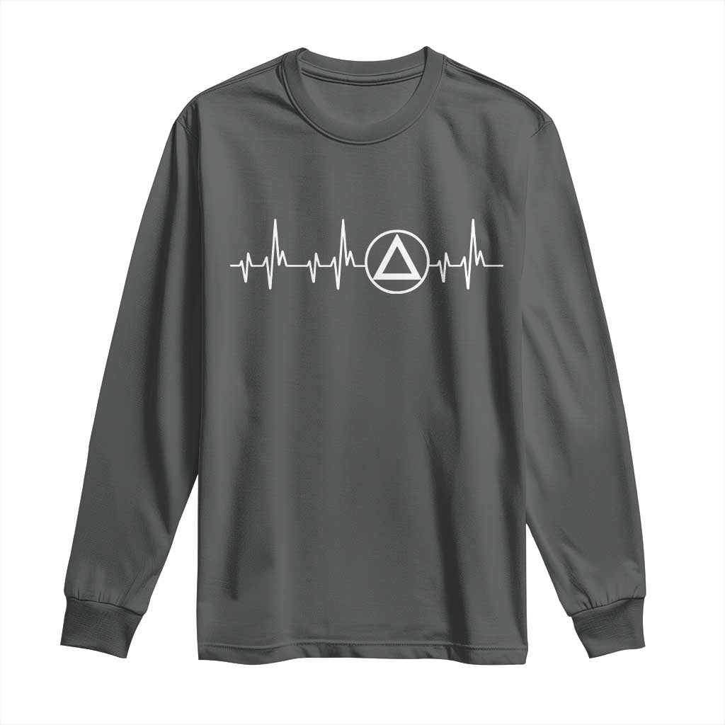 Sober Recover Sobriety Heartbeat EKG Pulse Recovery Long Sleeve Shirt