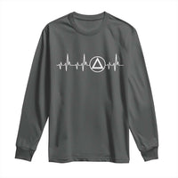 Sober Recover Sobriety Heartbeat EKG Pulse Recovery Long Sleeve Shirt