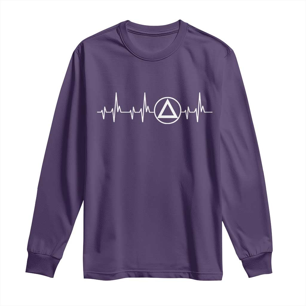 Sober Recover Sobriety Heartbeat EKG Pulse Recovery Long Sleeve Shirt