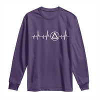 Sober Recover Sobriety Heartbeat EKG Pulse Recovery Long Sleeve Shirt