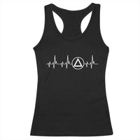 Sober Recover Sobriety Heartbeat EKG Pulse Recovery Racerback Tank Top