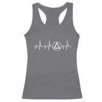 Sober Recover Sobriety Heartbeat EKG Pulse Recovery Racerback Tank Top
