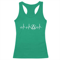 Sober Recover Sobriety Heartbeat EKG Pulse Recovery Racerback Tank Top